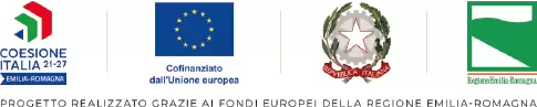 Loghi di diversi enti, inclusi Coesione Italia, Unione Europea, Repubblica Italiana e Regione Emilia-Romagna.